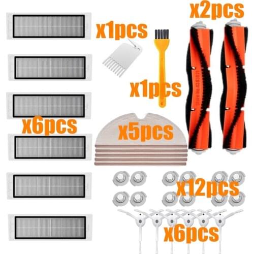 For Xiaomi Roborock S50 s51 s55 s5 s6 accessories Xiaomi Vacuum Cleaner Parts HEPA Filter Mop Cloths Main Brush Side Brush