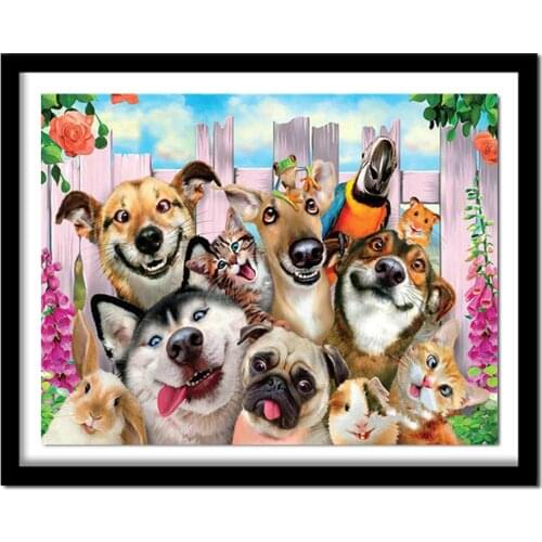 Diamond Embroidery dog family Diy Diamond Painting cross stitch Square Diamond Home Decoration Paintings CV316