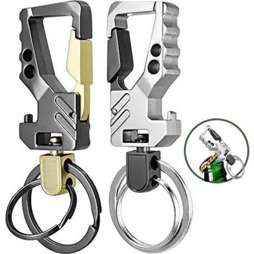 Zinc Alloy Car Auto Keychains Anti-scratch Multi Key Chain Bottle Opener Snap Hook With Swivel Double Loops Key Ring multi tool