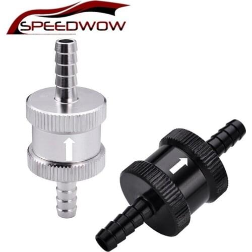 SPEEDWOW Car Parts Black Silver 1/4" 6mm Aluminum Alloy Petrol Diesel Oil Fuel Non-Return One Way Check Valve Fuel Supply System