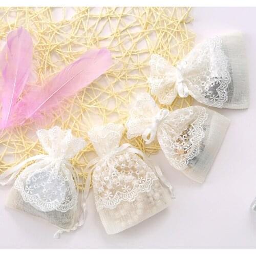 White of Stars Drawstring Lace Gauze Bags Jewelry Gifts Packaging Bag Wedding Party Biscuit Candy Chocolate Storage Pouches