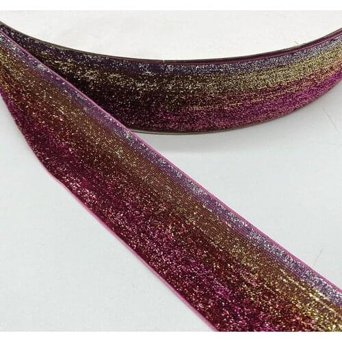 6--38mm Glitter Velvet Ribbon No Elastic Single Face Ribbon Headband Clips Bow Decoration #04