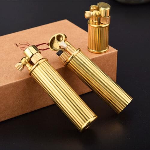 Armor Handmade Pure Copper Cylindrical Arm Raising Kerosene Lighters Mini Portable Lighter Mens Collection Gift