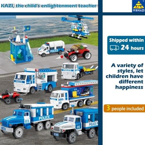 Kaizhi City Police Helicopter Fire Truck Series Assembled Puzzle Enlightenment Childrens Toy Boy Gift