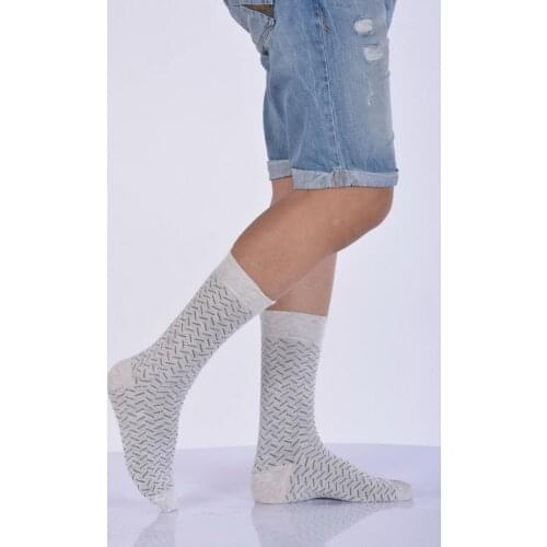 Idilfashion Male Pattern Bamboo Socket Stocking-Light Gray-E-ART217 (3'LÜ PACKAGE)