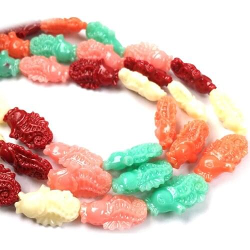 Synthetic Coral beading carved fish shape Punch loose beads isolation bead for Jewelry making DIY necklace bracelet accessories