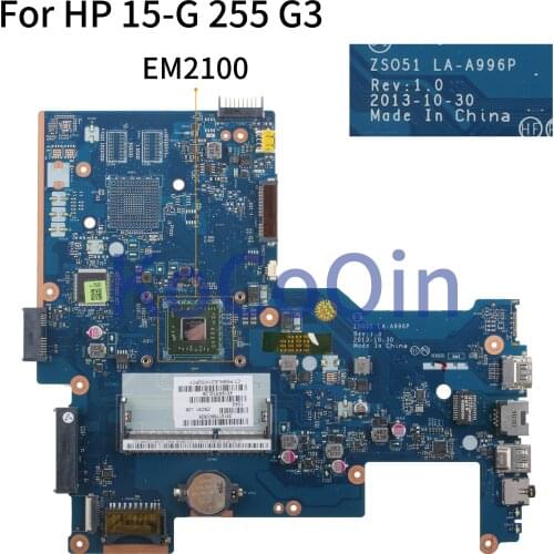 KoCoQin Laptop motherboard For HP 15-G 255 G3 EM2100 Mainboard LA-A996P 752783-001 EM2100 CPU