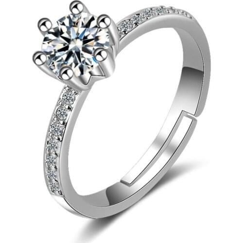 KOFSAC Korean Fashion Sterling Silver 925 Rings For Women Wedding Temperament Simple Exquisite Zircon Ring Bride Jewelry Gifts