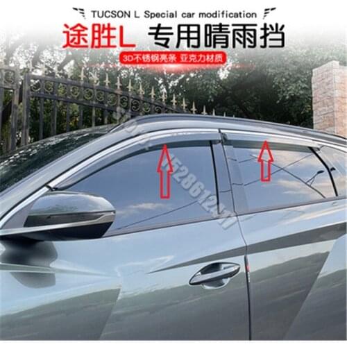 Car Styling Window Visor Vent Shade Rain Sun Guard Deflector Awnings Shelters Covers for Hyundai Tucson L 2021