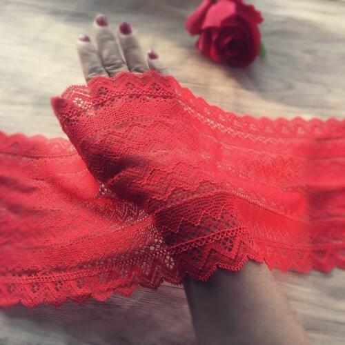 16cm Width 2meter Orange-red W Shape Design Embroidered Stretch Applique Lace for Underwear Bra Sleeves Hem X088