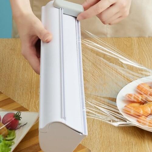 14IN Kitchen Organizer Wall Mounted Food Plastic Wrap Dispenser Foil And Cling Film Dispenser Foil Cutter Storage Wrapping Paper