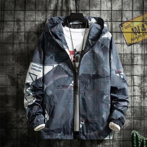 Fashion Youth Mens Print Hooded Jacket 2021 Spring Autumn Casual Coats Streetwear Men Clothing Zipper Tops Trendy Hoodies