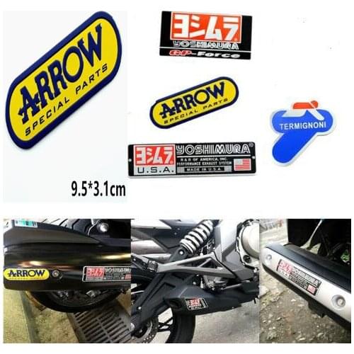 Motorcycle Exhaust Pipes Decal Sticker Aluminium 3D Heat-resistant Decals Sticker For Scorpio Leovince Two Brother Arrow more