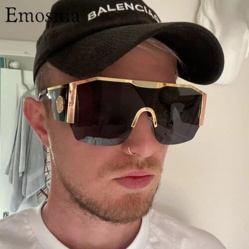 2021 New Big Square Sunglasses For Men Fashion Metal Oversized One Piece Vintage Male Sun Glasses Gradient Brand Design UV400