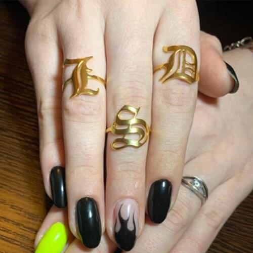 Letter Initial Ring for Women Gold Stainless Steel Ring Men A-Z Rings Initia Anillos Mujer Alphabet Capital Ring for Girl