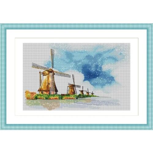 6-MM Counted Cross Stitch Kit Fan blowing a fan Handmade Needlework For Embroidery 14ct Cross Stitch windmill