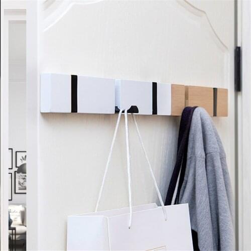 Wall Hooks Hangers Solid Wood Wall Hangers Hooks Clothes Shelf Bathroom Towel Coat Shelf Clothes Hat Wall Row Hook Key Holder