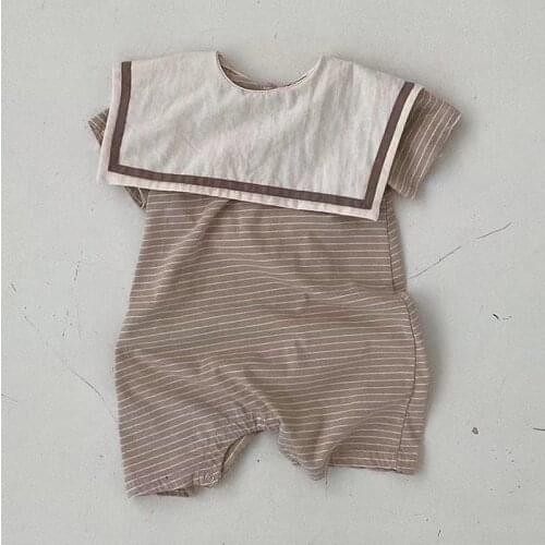 Koodykids New Baby Grils Boys Loose Bodysuits Striped Casual Rompers Summer Toddlers Girls Boys Soft Vintage Style Bodysuits