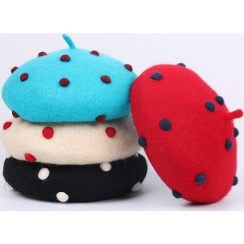 Toddler Baby Girls Hats Kids Girl Pearly Wool Beads Warm Beret Hat 2020 Autumn Winter Elegant Girls Children Caps ZZ-406-1