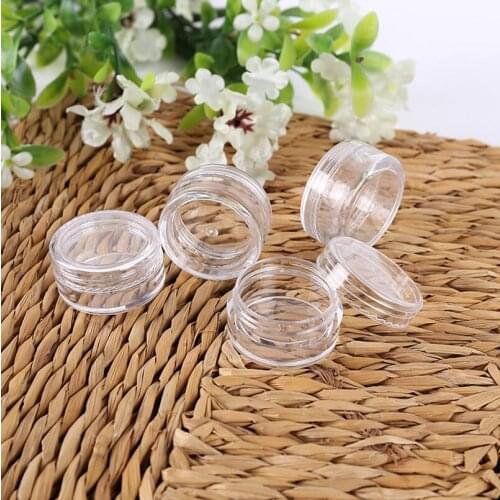 Wholesale 3g transparent small round jars,clear hard plastic nail art storage empty bottles