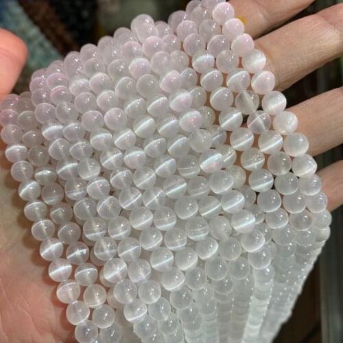 Wholesale Top Quality Loose Round Reflective Strand Bead Selenite Stone Beads For Jewelry Making DIY Bracelet Fashion