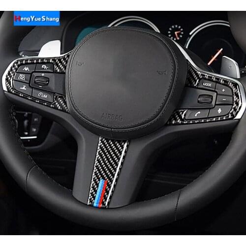 Interior Decoration Carbon Fiber Steering Wheel Trim Stickers Car Styling For BMW G01 G02 G30 X3 X4 5 Series Accessories