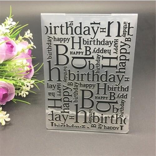 HAPPY BIRTHDAY Plastic Embossing Folder For Scrapbook DIY Album Card Tool Plastic Template