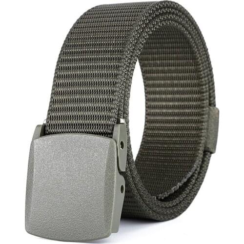 Men Female Belts Military Nylon Adjustable Belt Men Outdoor Travel Tactical Waist Belt with Plastic Buckle for Pants 130cm