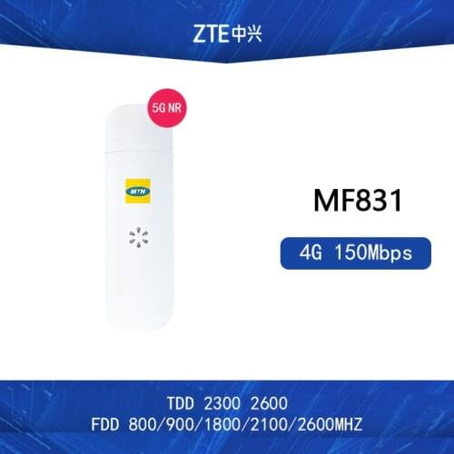 Unlocked ZTE MF831 4G 150Mbps LTE dongle LTE-FDD 800/900/1800/2600/2100MHzTDD2300/2600MHZ Support test software:CDS, Dingli CXT