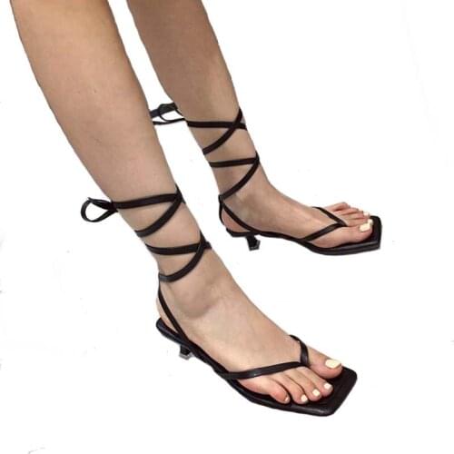 Women Shoes Sandals Sexy Cross Strappy Hight Heels Sandals White Low Heels Gladiator Sandals Women Tong Summer Heels Black Shoes