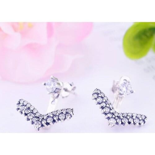 100% 925 Silver Geometric Bar Arc Stripe Mix Zirconia Stud Earring Brinco Pendientes Gift to Girlfriend Women 2020 Wholesale