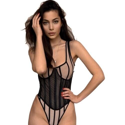 Mesh Sexy Breasted Corset Belt Ladies Sleeveless Harness Corset Club Party Sheer Cupped Streetwear