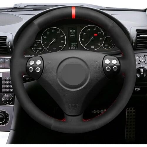 Hand Sew Black Suede Car Steering Wheel Cover For Mercedes-Benz W170 W171 SLK-Class SLK 2004-2008 C230