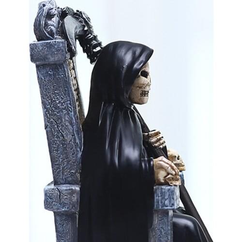 Halloween Throne Death Figurine Statue Resin Sculptures Home Garden Horror Decoration Indoor Desktop Patio Yard Porch