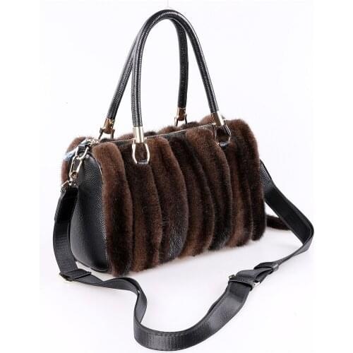 Real Mink Fur Bag Shoulder Bag Luxury Women Purses and Handbags High Quality Fur Crossbody Bags For Women Handbag