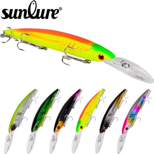 6pc Sunlure Minnow Fishing Lures 15.2cm-5.98" Hard Lure Fishing 0.44oz-12.5g Tackle 6# Hook Artificial Bait Hard Lure 2019 New