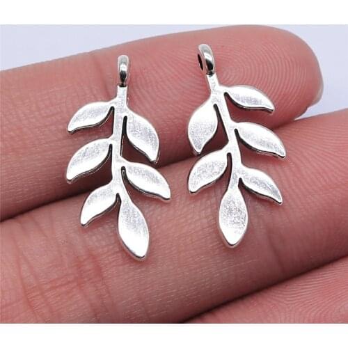 WYSIWYG 10pcs 24x12mm Antique Silver Color Leaves Charms Pendant For Jewelry Making DIY Jewelry Findings