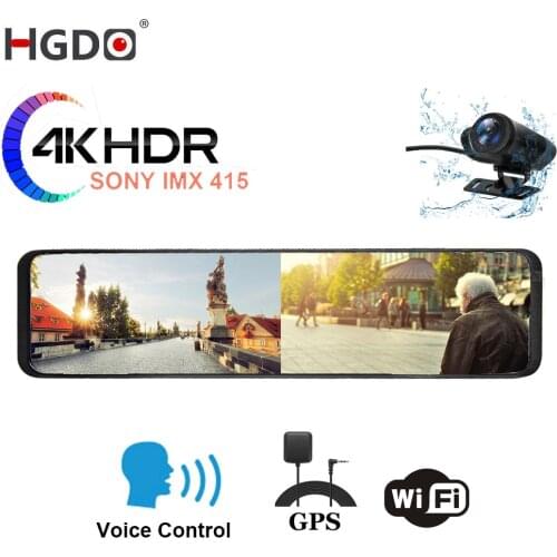HGDO D566 12" Mirror Video Recorder Dash Cam 4K Car Dvr 3 in 1 SONY IMX 415 GPS WIFI Car Dvr Rear View Camera Parking sensors
