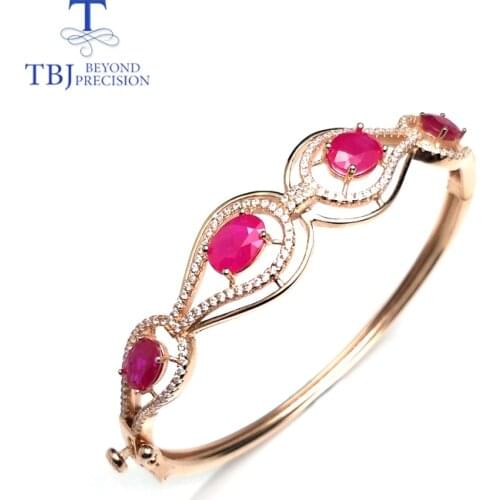 TBJ,Noble elegant 925 rose silver with natural ruby gemstone Timeless style gemstone bangle for womenwedding anniversary as gift