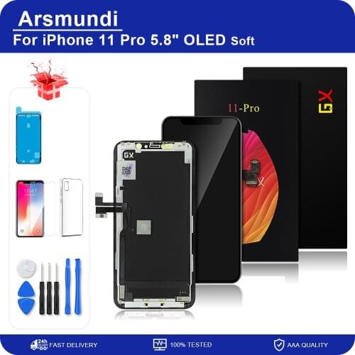 GX X OLED For iPhone 11Pro Soft LCD Display Touch Screen Digitizer Assembly Tested No Dead Pixel Replacement LCDs