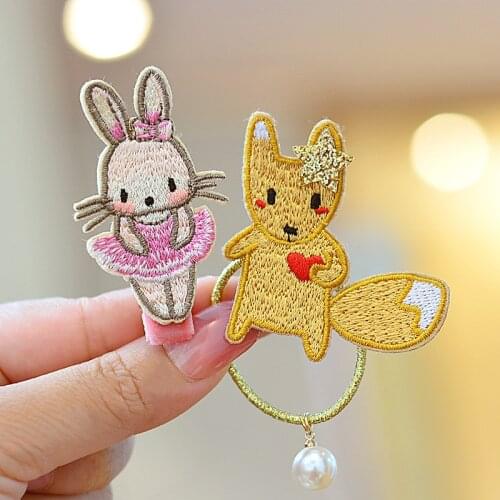 1PCS Cute Embroidered Rabbit Princess Headwear Kids Elastic Hair Bands Children Hair Ties Ropes Girls Accessories Baby Headdress