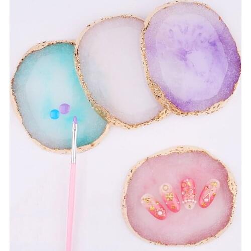 1pc Natural Resin Agate Color Mixing Nail Palette Holder for UV Gel Polish Drawing Paint Showing Shelf Nail Art DIY Display #FS4