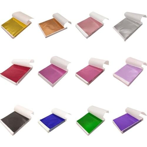 100 Pcs 9x9cm 14x14cm Art Craft Imitation Gold Sliver Copper Foil Papers Leaf Sheets Gilding DIY Craft Decor Paper Stickers