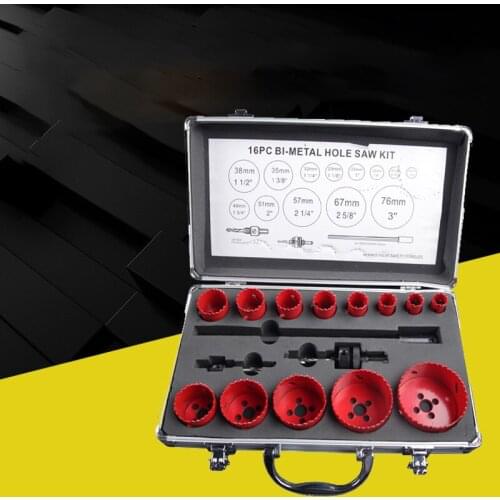 16pc Bimetal Metal Hole Opener Concrete Hollow Core Drill Bit Cement Stone Wall Air Conditioner Installation Electric Tool