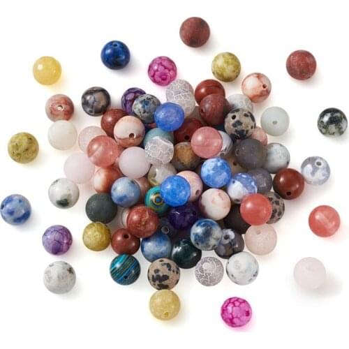 250pcs/box 8mm Natural Stone Beads Loose Spacer Beads for Jewelry Making DIY Bracelet Necklace Handmade Supplies Accessories