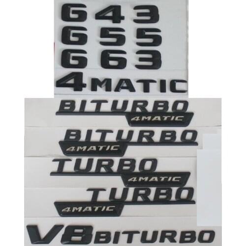 3D Matt Black Trunk Letters Badge Emblem Emblems Badges Sticker for Mercedes Benz G43 G55 G63 G65 V8 V12 BITURBO AMG 4MATIC