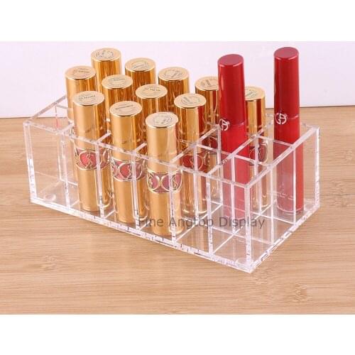 Acrylic Jewelry Storage Box Lipstick Display Stand Organizer Tray With 18 Compartments