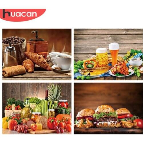 HUACAN 5d Diamond Painting Food Landscape Home Decor DIY Diamond Embroidery Hamburger Mosaic Handicraft Wall Art