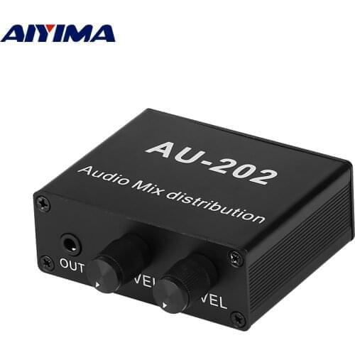 AIYIMA Stereo Mixer Audio Distributor for Headphone External Power AMP Volume independent control DC5-19V 2 inputs 2 outputs