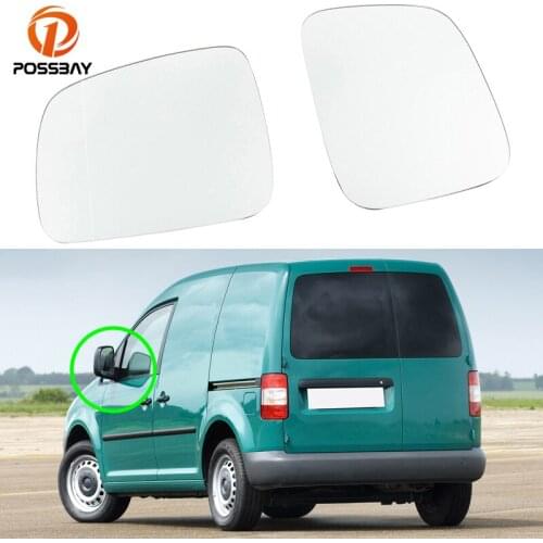 Car Left/Right Side White Rearview Wing Mirror Glass Auto Heated Rear View for Volkswagen VW Caddy T5 2003-2015 Exterior Parts